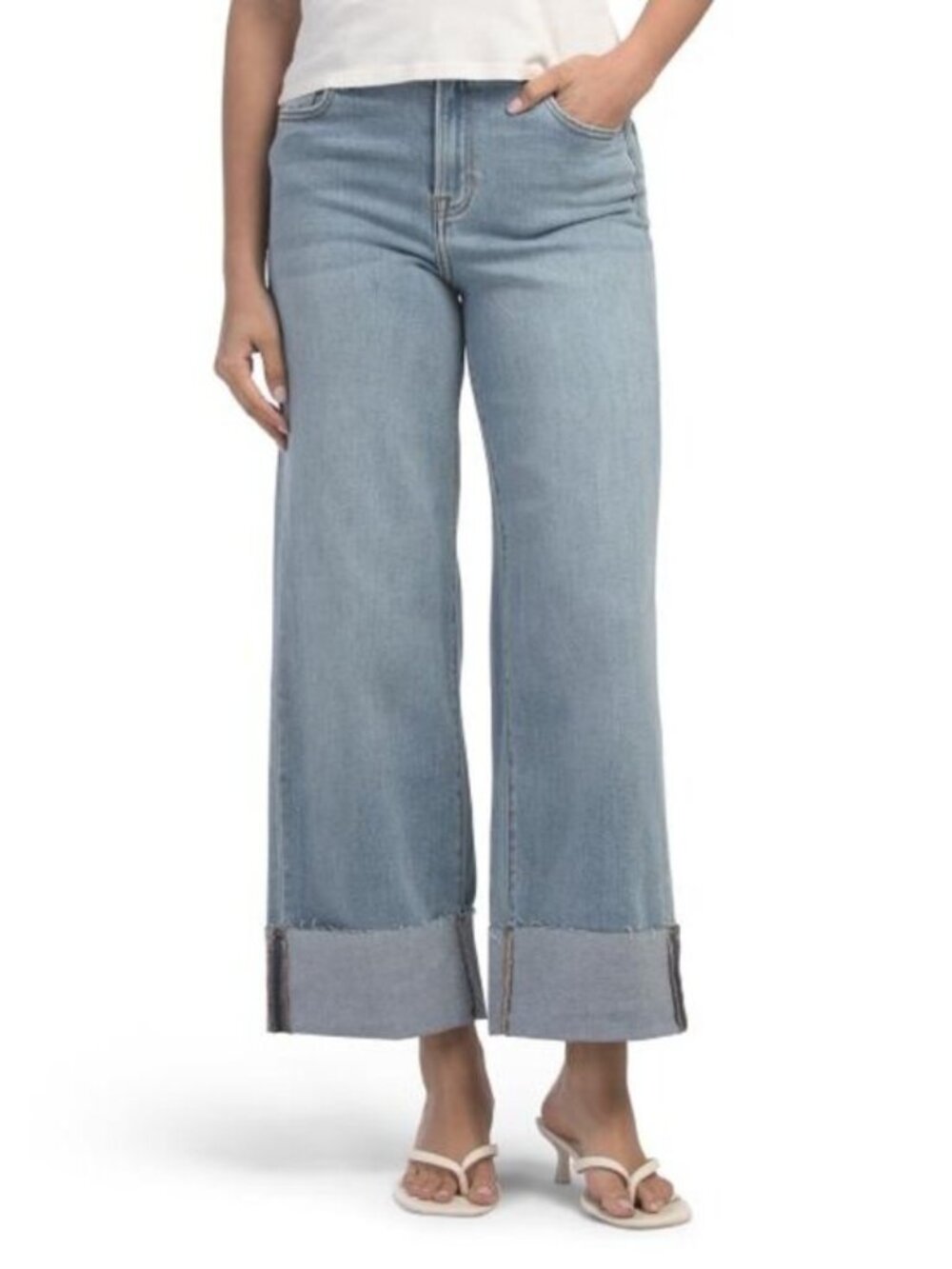 HIDDEN High Rise Cuffed Wide Leg Jeans